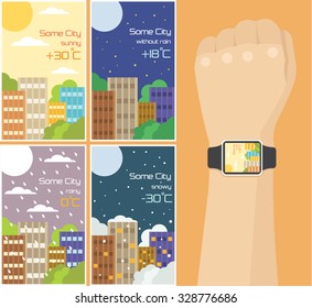 Vector weather widget. Flat illustration