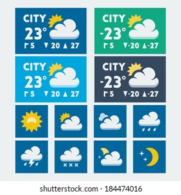 Vector weather widget, flat style