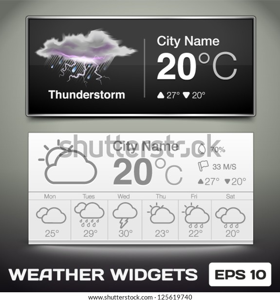 Vector Weather Widgets Stock Vector Royalty Free 125619740