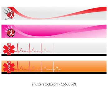 banner vectorial web 2.0 con conjunto de signos médicos 6, ilustración