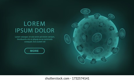 Vector Web-Banner. Der tödliche Ausbruch von Coronavirus und die Grippeviren als Hintergrund für gefährliche Grippeviren als ein pandemisches medizinisches Gesundheitsrisiko-Konzept für Krankheitszellen. Coronavirus-Mikrobe