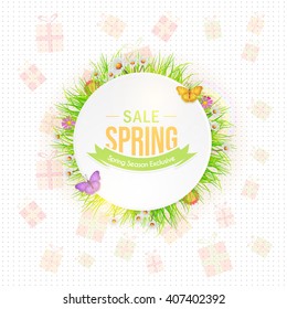 Vector Web Banner Design, Spring Sale Concept Ad Background