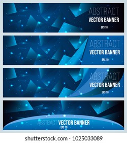 Vector web banner, flyer and cover with blue triangle