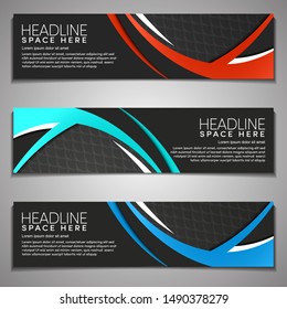 Vector Web Banner label Background Modern Company Business Office Template Design Horizontal. Dark Black background with light colour. Dynamic Line Sports, clean neat