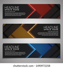 Vector Web Banner label Background Modern Company Business Office Template Design Horizontal. Dark Black background with light colour. Dynamic Line Sports, clean neat