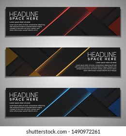 Vector Web Banner label Background Modern Company Business Office Template Design Horizontal. Dark Black background with light colour. Dynamic Line Sports, clean neat