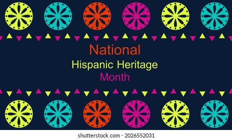 Vector. Web banner, poster, cover, splash screen, social media with place to place your text. Perforated bright patterns Papel Picado pattern on a color background. Hispanic Heritage Month.