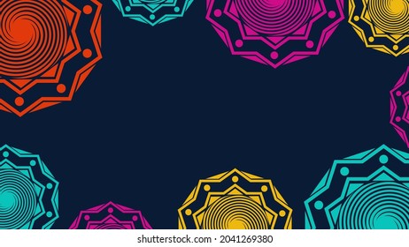 Vector. Web banner, poster, cover, splash screen, social media with place to place your text. Perforated bright patterns Papel Picado pattern on a color background. Hispanic Heritage Month.