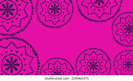 Vector. Web banner, poster, cover, splash screen, social media with copy space for text. Perforated bright patterns Papel Picado pattern hand-drawn on a colored background. Spanish Heritage Month.