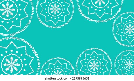 Vector. Web banner, poster, cover, splash screen, social media with copy space for text. Perforated bright patterns Papel Picado pattern hand-drawn on a colored background. Spanish Heritage Month.