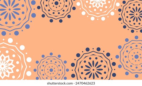 Vektorgrafik. Web-Banner, Poster, Cover, Splash-Bildschirm, Social Media, Hintergrund mit Kopierraum für Ihren Text. Perforierte helle Muster Papel Picado, Blumenmuster. In: National Hispanic Heritage Month. 