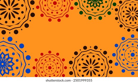 Vector. Anuncio de Web, póster, portada, pantalla de inicio, redes sociales, fondo con espacio de copia para su texto. Patrones brillantes perforados Papel Picado, patrón floral. Mes Nacional de la Herencia Hispana. 