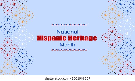 Vector. Web banner, poster, cover, splash screen, social media, backgraund with copy space for text. Perforated bright patterns Papel Picado, floral pattern. National Hispanic Heritage Month. 