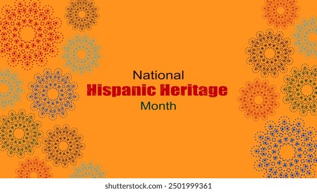 Vector. Web banner, poster, cover, splash screen, social media, backgraund with copy space for text. Perforated bright patterns Papel Picado, floral pattern. National Hispanic Heritage Month. 