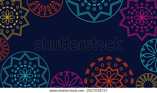 Vector.\
Web banner, poster, cover, splash screen, social media with place\
to place your text. Perforated bright patterns Papel Picado pattern\
on a color background. Hispanic Heritage\
Month.