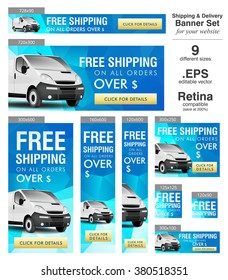 Vector web banner set - customizable free delivery banner collection