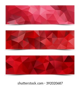 Vector web banner set - customizable ready to use blank red background banner collection 