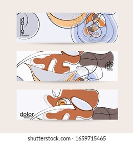 Vector web banner template. Abstract hand dawn fruit header. Grange textured flat design. Organic natural food artistic illustration. Cartoon calligraphic line logo with smooth curves.