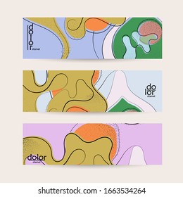 Vector web banner template. Abstract hand dawn fruit header. Grange textured flat design. Organic natural food artistic illustration. Cartoon calligraphic line logo with smooth curves.