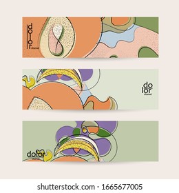 Vector web banner template. Abstract hand dawn fruit header. Grange textured flat design. Organic natural food artistic illustration. Cartoon calligraphic line logo with smooth curves.