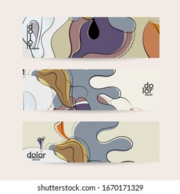 Vector web banner template. Abstract hand dawn fruit header. Grange textured flat design. Organic natural food artistic illustration. Cartoon calligraphic line logo with smooth curves.