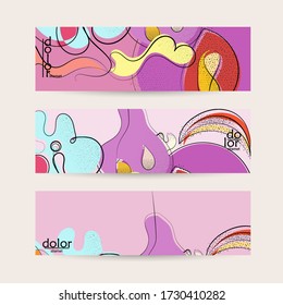 Vector web banner template. Abstract hand dawn fruit header. Grange textured flat design. Organic natural food artistic illustration. Cartoon calligraphic line logo with smooth curves.