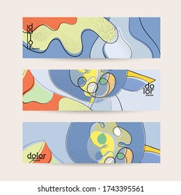 Vector web banner template. Abstract hand dawn fruit header. Grange textured flat design. Organic natural food artistic illustration. Cartoon calligraphic line logo with smooth curves.