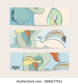 Vector web banner template. Abstract hand dawn fruit header. Grange textured flat design. Organic natural food artistic illustration. Cartoon calligraphic line logo with smooth curves.