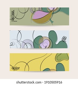 Vector web banner template. Abstract hand dawn fruit header. Grange textured flat design. Organic natural food artistic illustration. Cartoon calligraphic line logo with smooth curves.