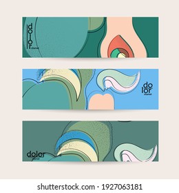 Vector web banner template. Abstract hand dawn fruit header. Grange textured flat design. Organic natural food artistic illustration. Cartoon calligraphic line logo with smooth curves.