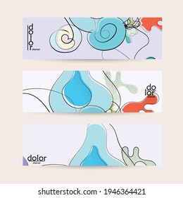 Vector web banner template. Abstract hand dawn fruit header. Grange textured flat design. Organic natural food artistic illustration. Cartoon calligraphic line logo with smooth curves.