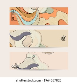 Vector web banner template. Abstract hand dawn fruit header. Grange textured flat design. Organic natural food artistic illustration. Cartoon calligraphic line logo with smooth curves.