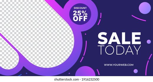 Plantillas de banner web vectorial, temas de negocios, venta de banner de oferta especial de este fin de semana, hasta un 25% de descuento. Ilustración vectorial. Con espacio para tus fotos.