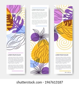 Vector web banners with leaves and flowers