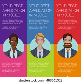 Vector web banners for training course. Website headers template banners. Vector template for ads banner. Training course banner. Character man for presentation training course. Banner with character