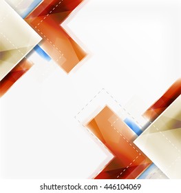 Vector web brochure, internet flyer, wallpaper or cover poster design. Geometric style, colorful realistic glossy arrow shapes with copyspace. Directional idea banner