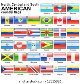 vector web buttons with american country flags