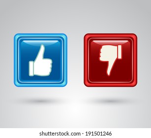 Vector web buttons with like and unlike signs