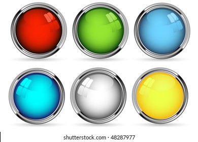 vector web buttons set over white background
