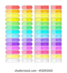 vector web buttons set - red, orange, yellow, green, blue, purple, violet, golden and silver