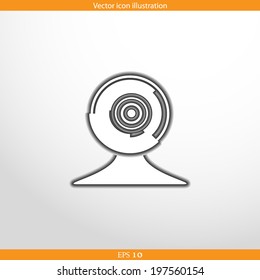 Vector web cam flat icon in circle