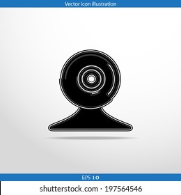 Vector web cam flat icon in circle