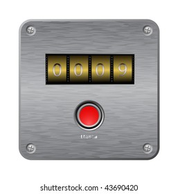 contador de web vectorial con botón en placa metálica