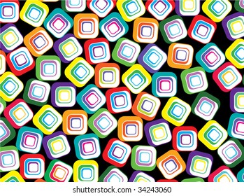 vector web decor of colorful retro cubes or tiles