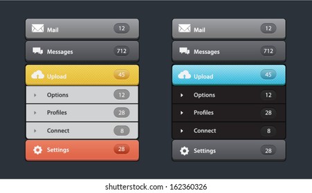 Vector web design navigation menu in two colors