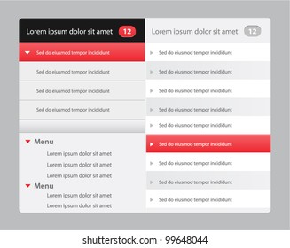 Vector web design navigation menu in red and black color