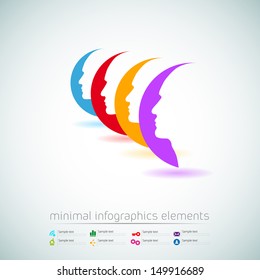 vector web design template - human heads in communication - info