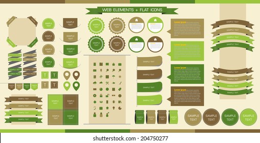 Vector Web Elements, Buttons and Labels. Site Navigation,Flat icons,website design elements . 