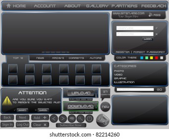 Vector Web Elements & Buttons Template For Web Site