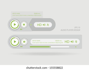 Vector web flat audio players